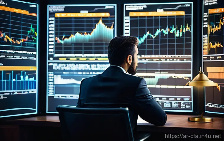 CFA와 증권 분석 기법 - **Market Decipherer's Insight**
    A highly focused financial analyst, appearing to be in their lat...