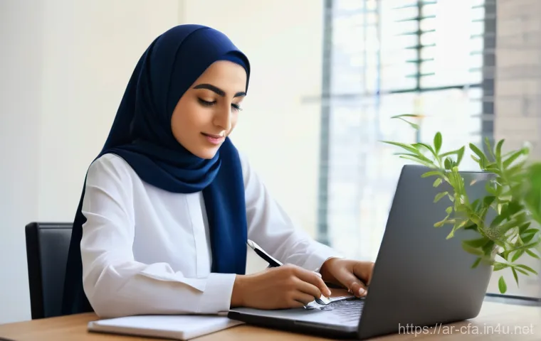 CFA와 재무 모델링 기술 - **Prompt: "A serene and focused young Arab woman, modestly dressed in contemporary fashion, diligent...