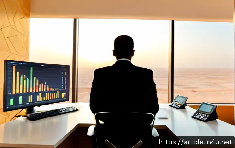금융투자분석사와 퀀트 투자 분석 - Photorealistic financial investment analyst in a tailored modest business suit working in a modern R...